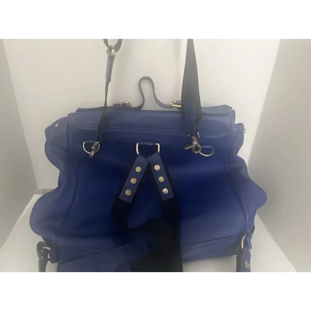 TIMBUK2 X PHOEBE DAHL JET SET CONVERTIBLE COBALT BLUE LEATHER BACKPACK